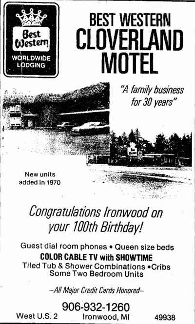 Budget Host Inn (Cloverland Court Motel, Cloverland Motel) - June 20 1985 Ad